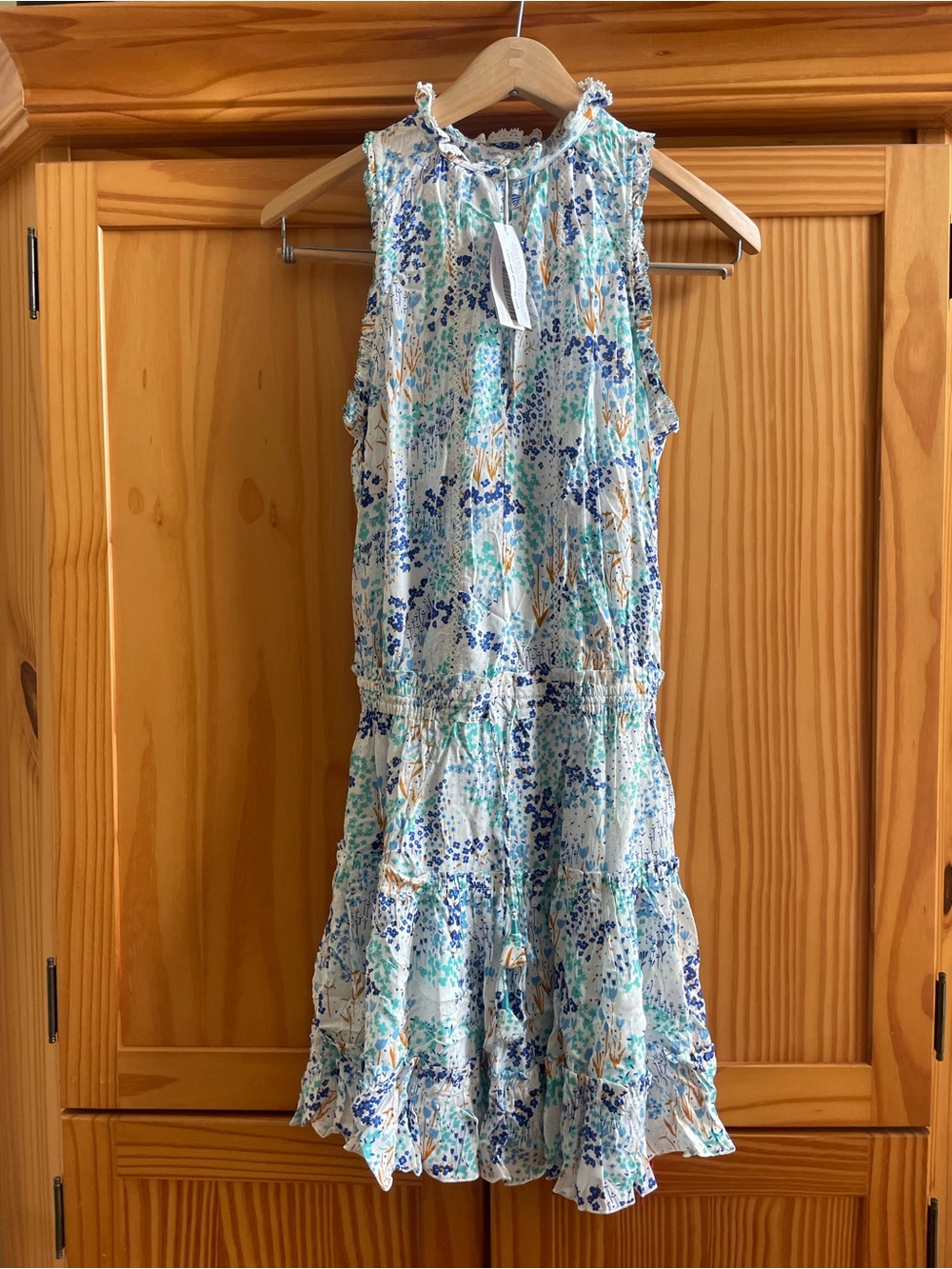 Poupette St Barth Clara V Mini Dress Blue Floral  XS - NWT